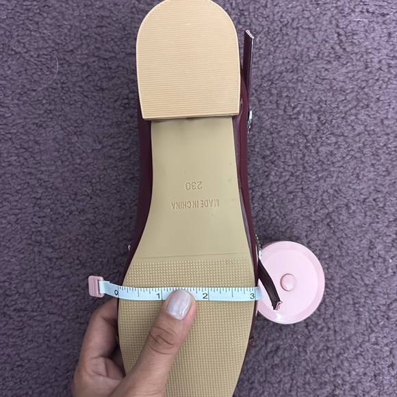 Burgundy Red Mary Jane Ballet Flats - Picture 11 of 12